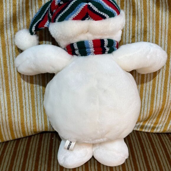 Commonwealth Snowman Plush Toy Striped Hat Scarf 14" Christmas Holiday Stuffed - Picture 4 of 8